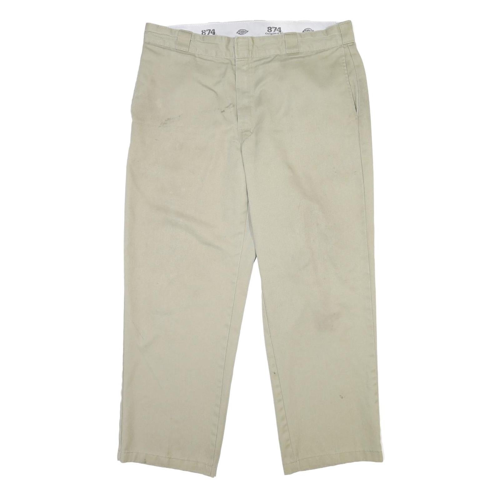 DICKIES Mens Cotton Beige Regular Fit Straight Leg Trousers W38 L29 Workwear Refurbished - N/A refurbished available on Cerqular