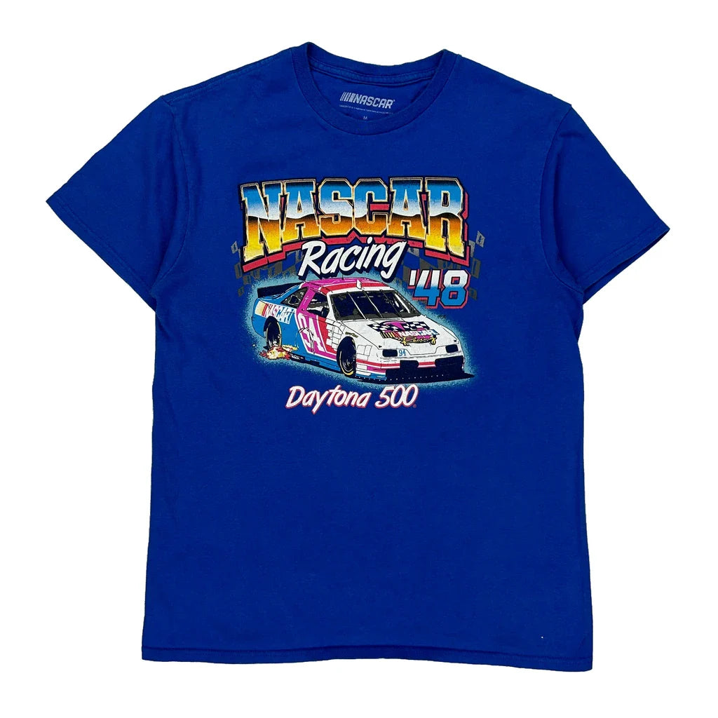 Daytona 500 Nascar Nascar T-Shirt - Medium Blue Cotton Refurbished - Thrifted (note: this is a term often used to describe second- refurbished available on Cerqular