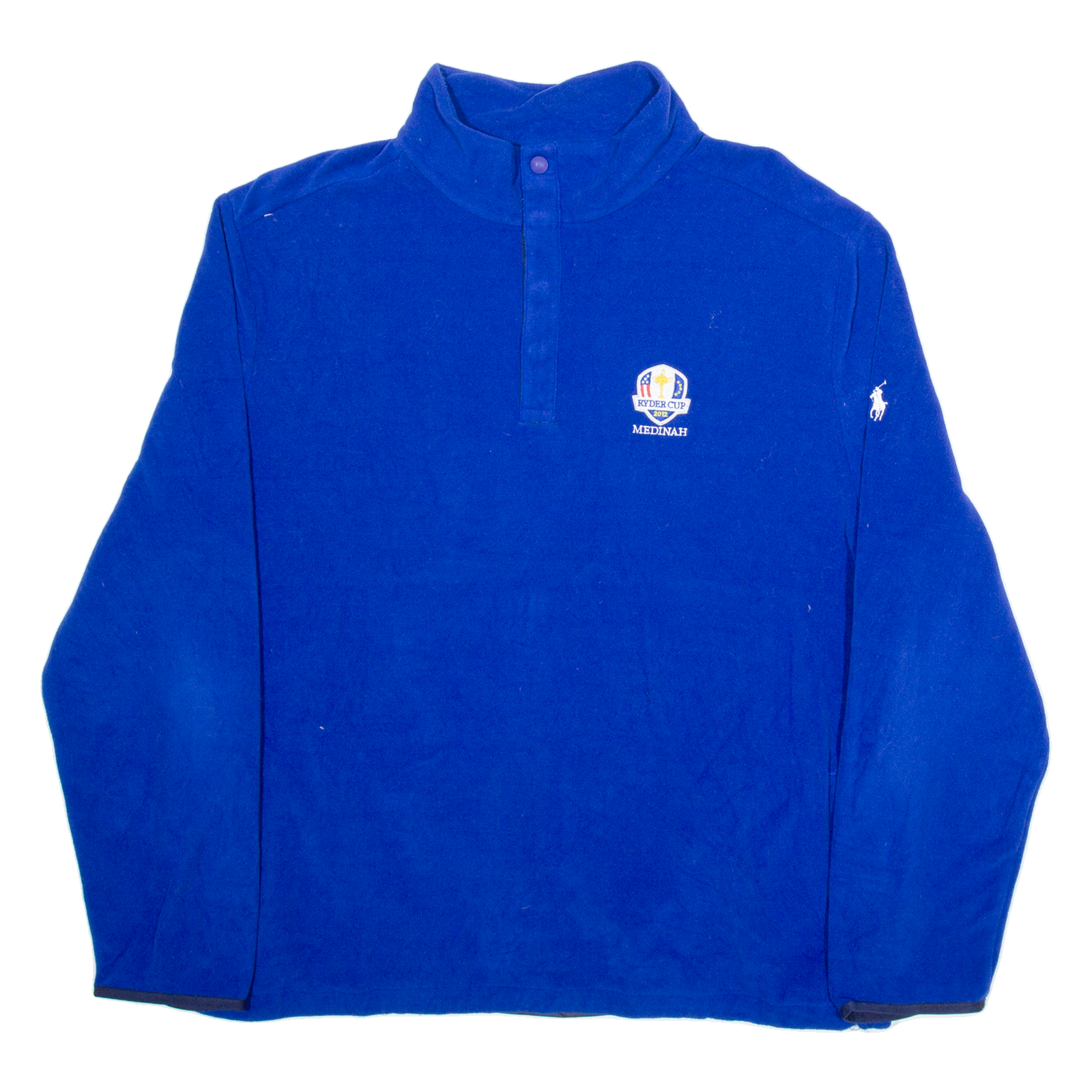 POLO RALPH LAUREN Ryder Cup Mens Fleece Blue Button Neck Tight Knit 2XL Refurbished - N/A refurbished available on Cerqular