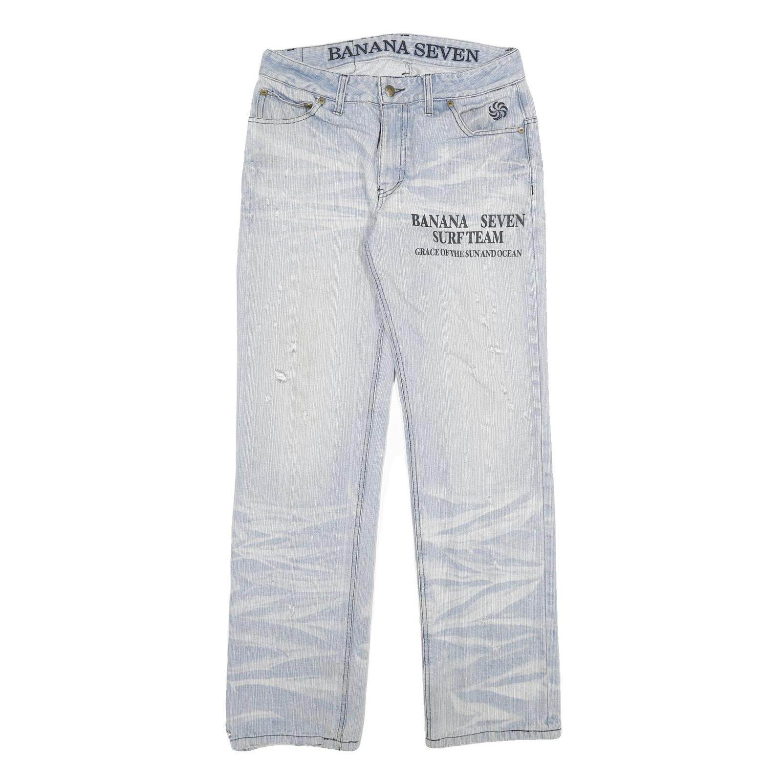 BANANA SEVEN Mens Jeans Blue Regular Straight Denim Light W30 L31 Surf Team Refurbished - N/A refurbished available on Cerqular