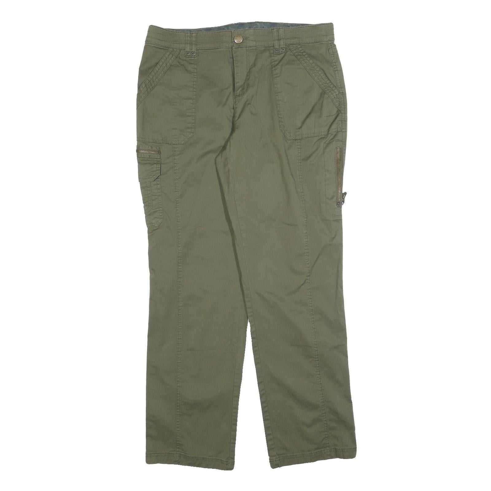 NATURAL REFLECTIONS Womens Cotton Blend Green Regular Fit Straight Leg Trousers Refurbished - N/A refurbished available on Cerqular