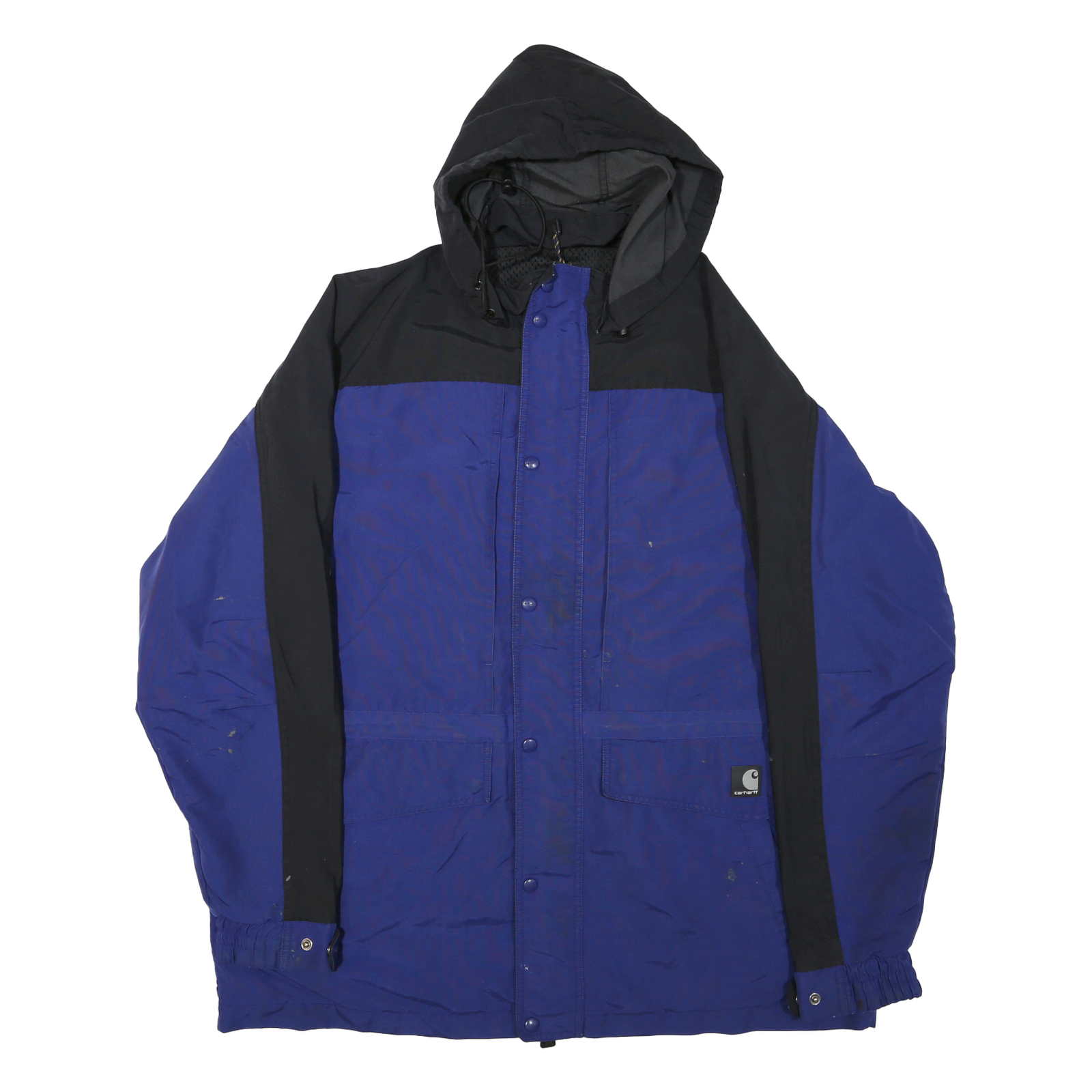 CARHARTT Mens Blue & Black Outdoor Hooded Jacket XL Polyester Blend Colourblock Refurbished - N/A refurbished available on Cerqular