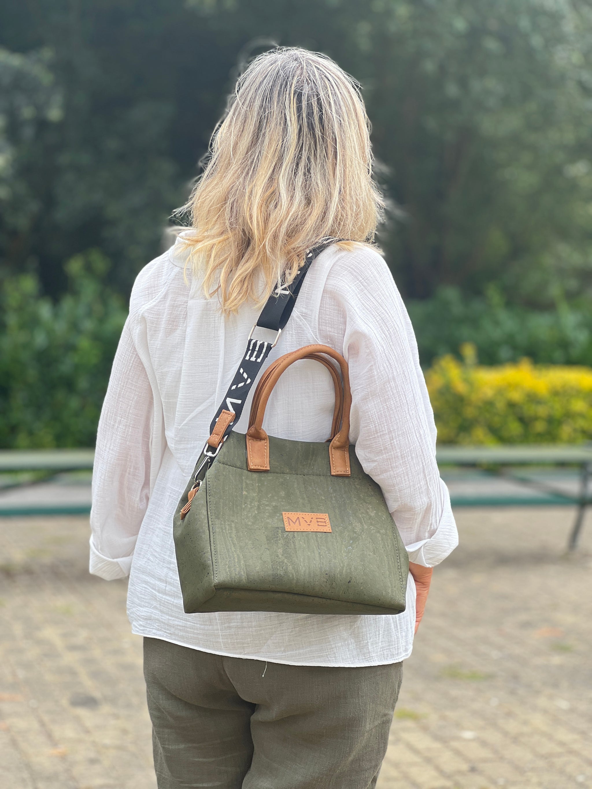 Mini Tote Handcraft Bag green cork Refurbished - My Vegan Bags refurbished available on Cerqular