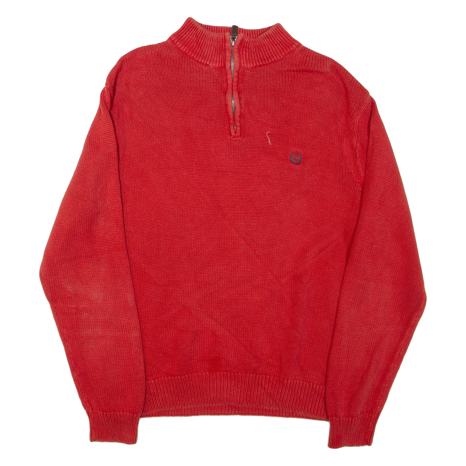 CHAPS Mens Heavy Knit Jumper Orange 1/4 Zip Chunky Knit XL Refurbished - N/A refurbished available on Cerqular