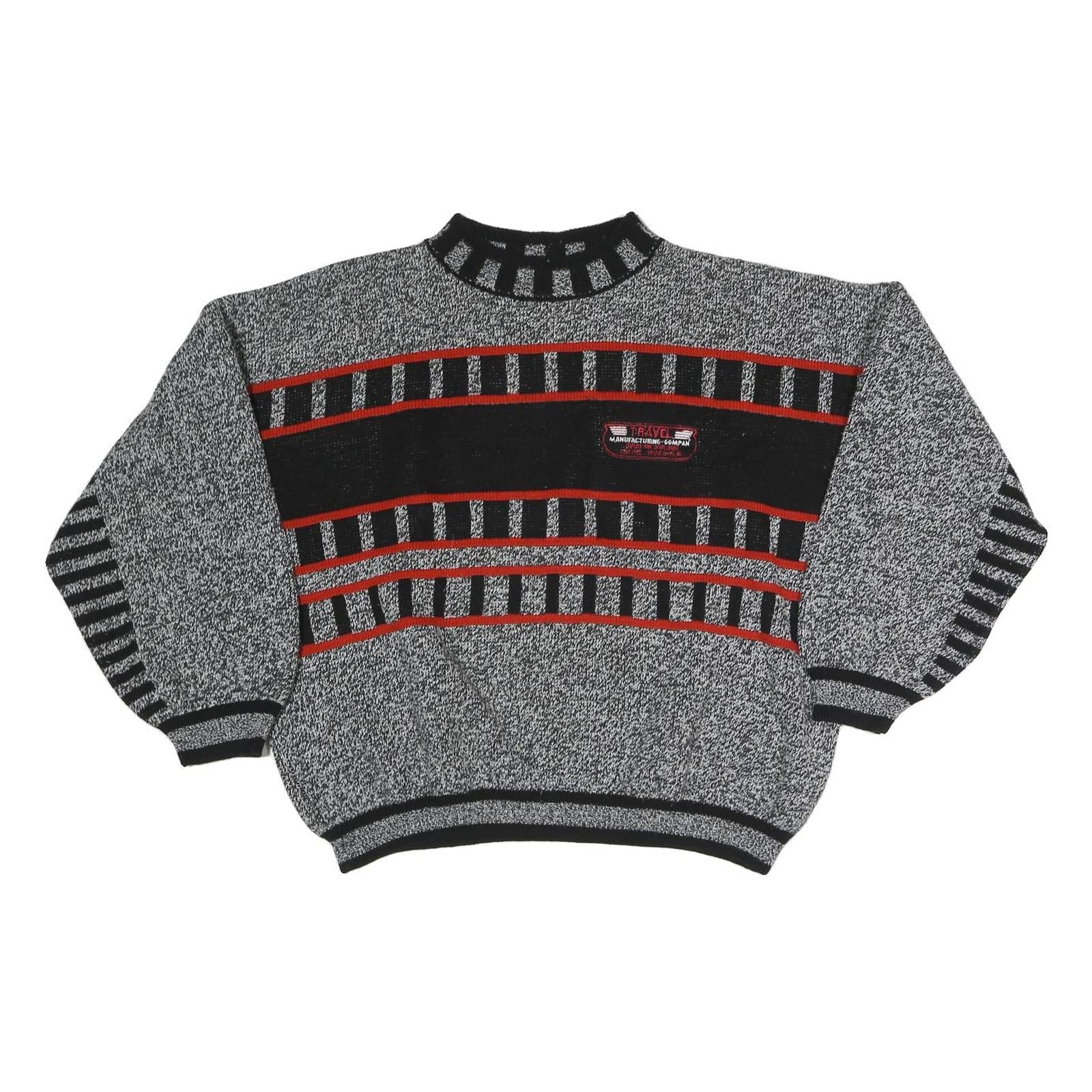 Mens Grey Black & Red Patterned Acrylic Classic Pullover Jumper M Refurbished - N/A refurbished available on Cerqular
