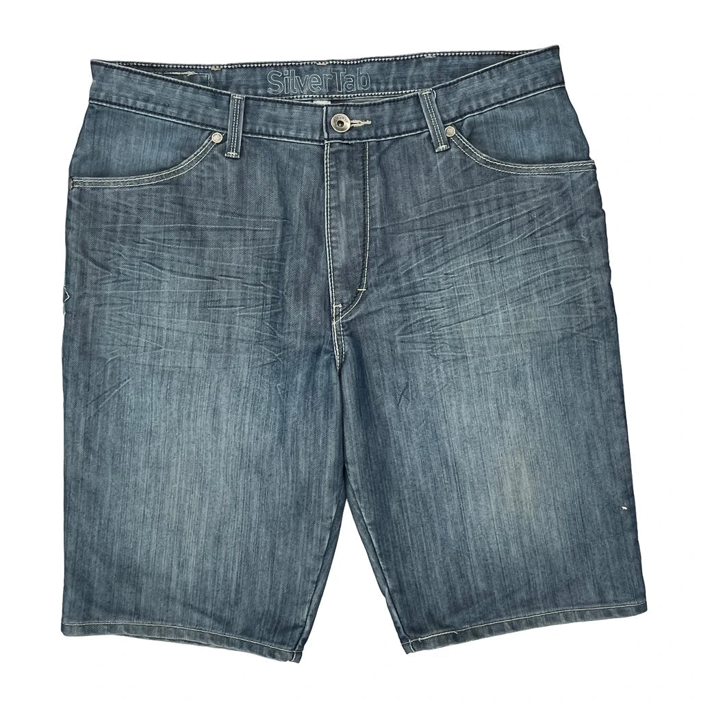 Levis Denim Shorts - 37W 11L Blue Cotton Blend Refurbished - Thrifted (note: this is a term often used to describe second- refurbished available on Cerqular