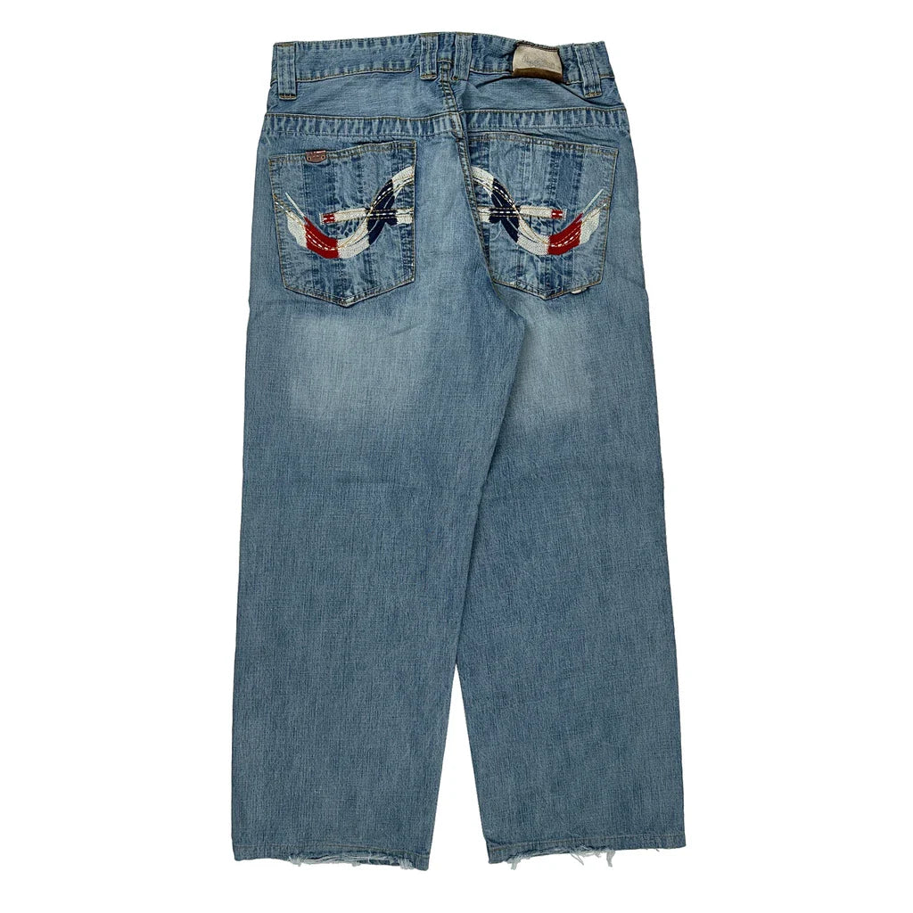 Embroidered Back Pockets Pepe Jeans Jeans - 32W 30L Light Wash Denim Refurbished - Thrifted (note: this is a term often used to describe second- refurbished available on Cerqular