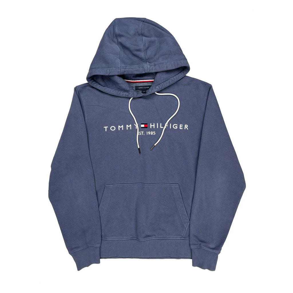 Buy Tommy Hilfiger Hoodie - Large Blue Cotton Refurbished - $33.49 Tommy Hilfiger Hoodie - Large Blue Cotton Refurbished - Thrifted (note: this is a term often used to describe second- refurbished available on Cerqular