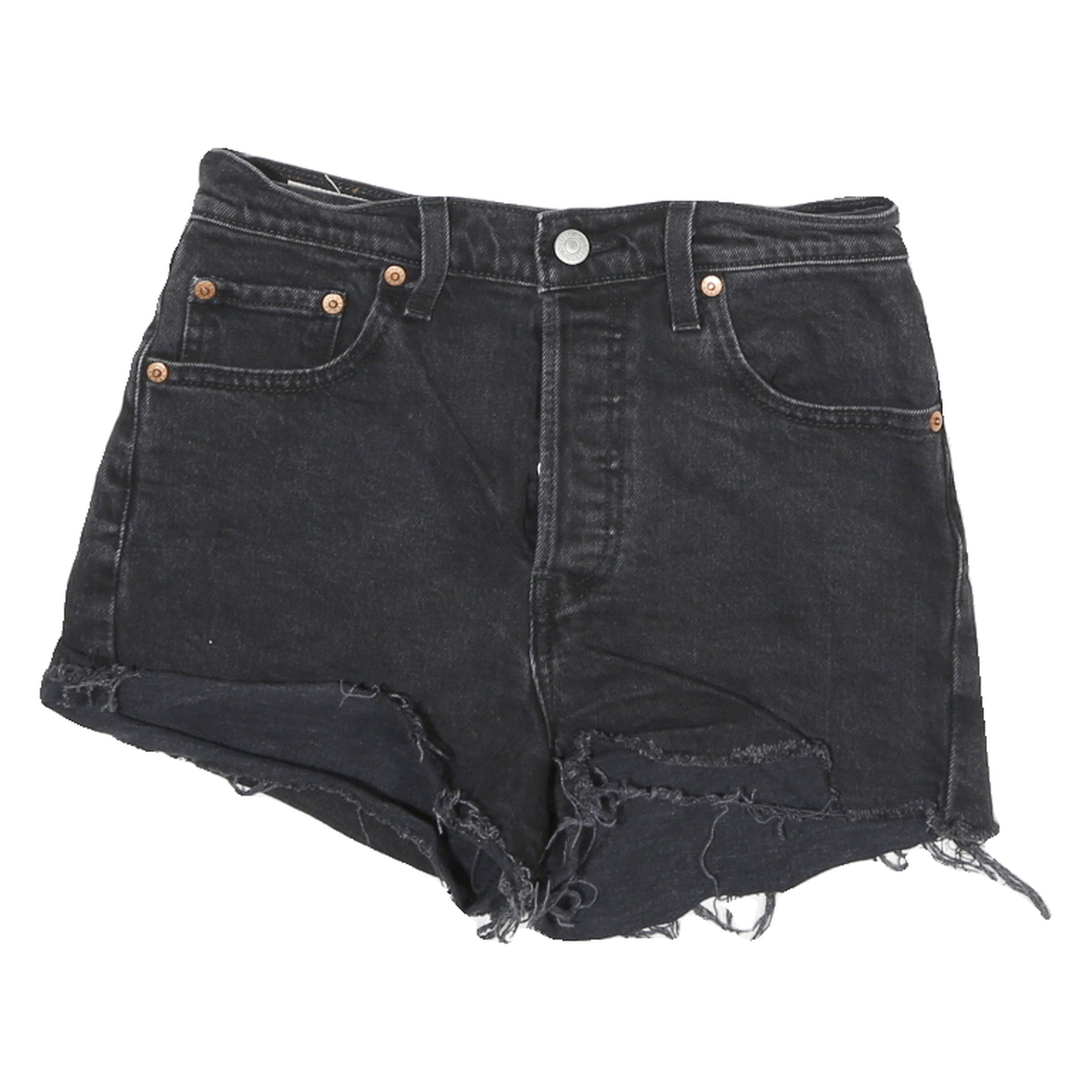 LEVI'S Womens Black Denim Cut-Off Shorts M W26 Distressed Hem Casual Refurbished - N/A refurbished available on Cerqular