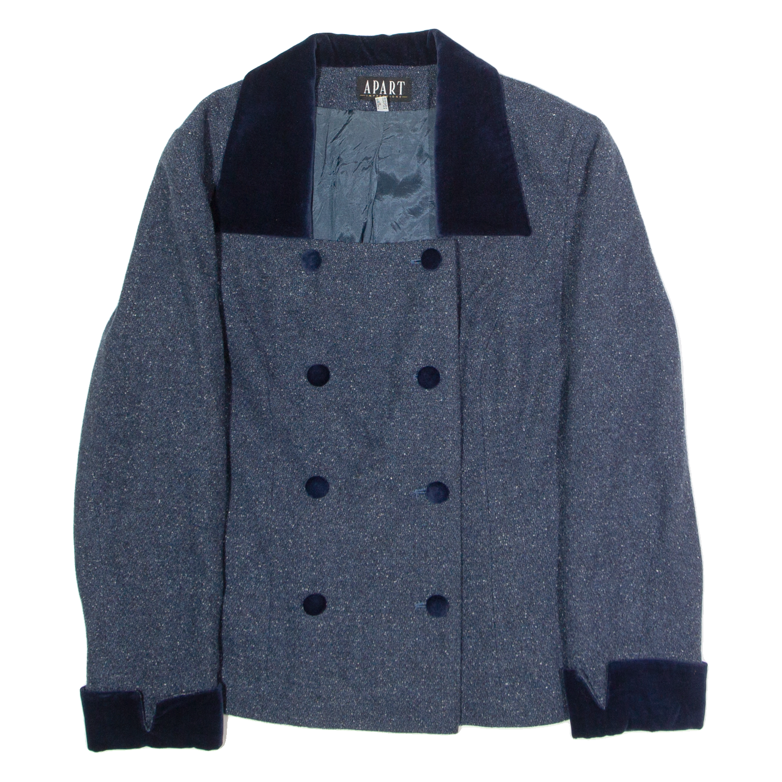 APART IMPRESSIONS Womens Blazer Jacket Blue Wool 90s UK 12 Refurbished - N/A refurbished available on Cerqular