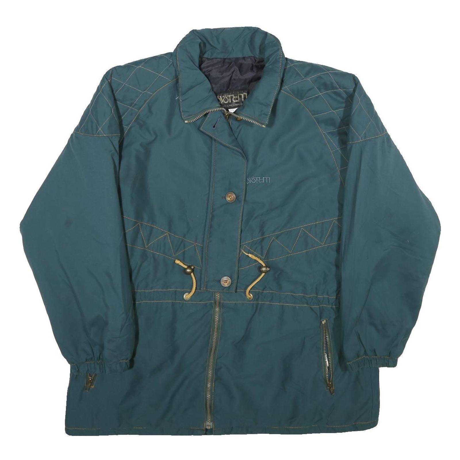 SYSTEM Womens Green Zip Jacket UK 20 Nylon Plain Winter Outdoor Casual Refurbished - N/A refurbished available on Cerqular