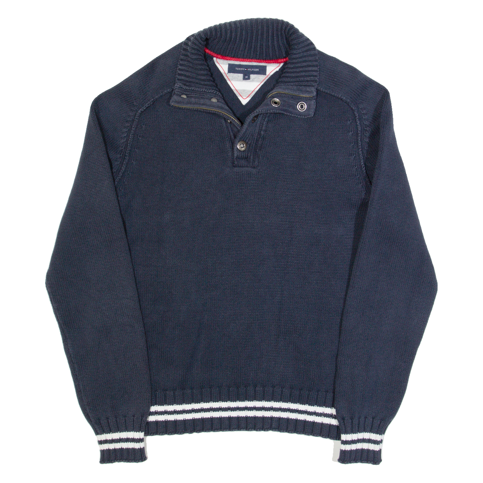 TOMMY HILFIGER Mens Jumper Blue 1/4 Zip Tight Knit M Refurbished - N/A refurbished available on Cerqular