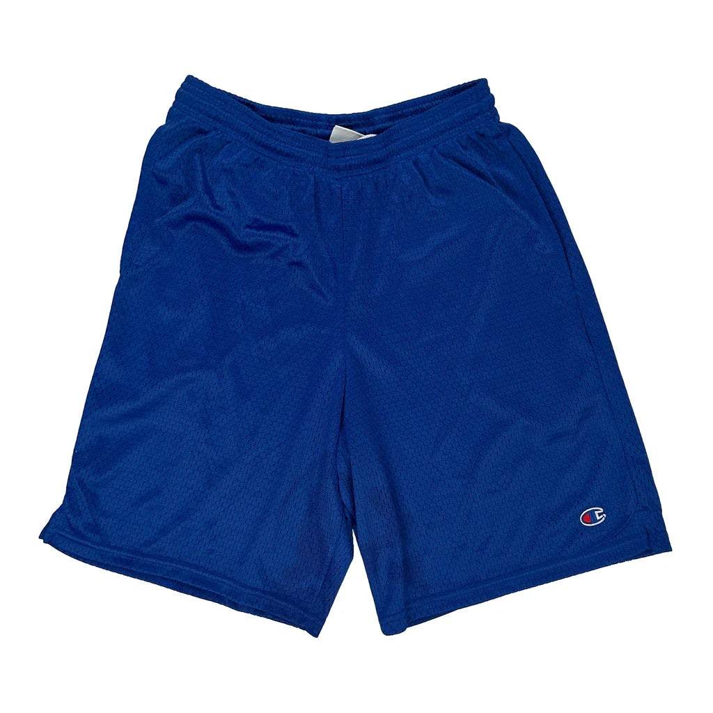 Champion Sport Shorts - Small Blue Polyester Refurbished - Thrifted (note: this is a term often used to describe second- refurbished available on Cerqular
