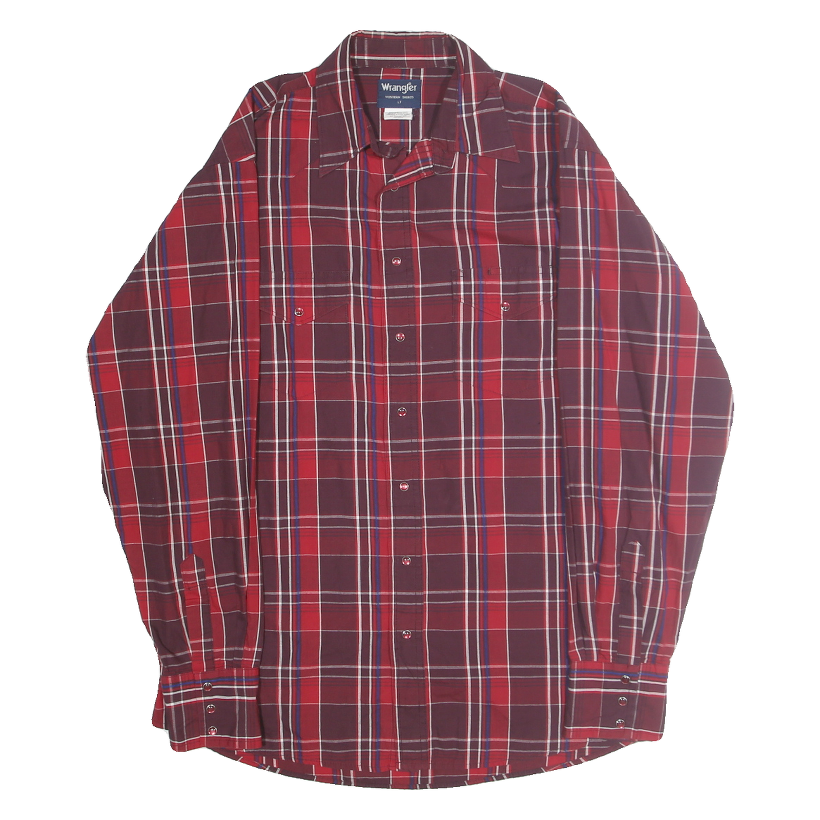 WRANGLER Mens Red & Maroon Check Shirt L Cotton Blend Casual Classic Fit Refurbished - N/A refurbished available on Cerqular