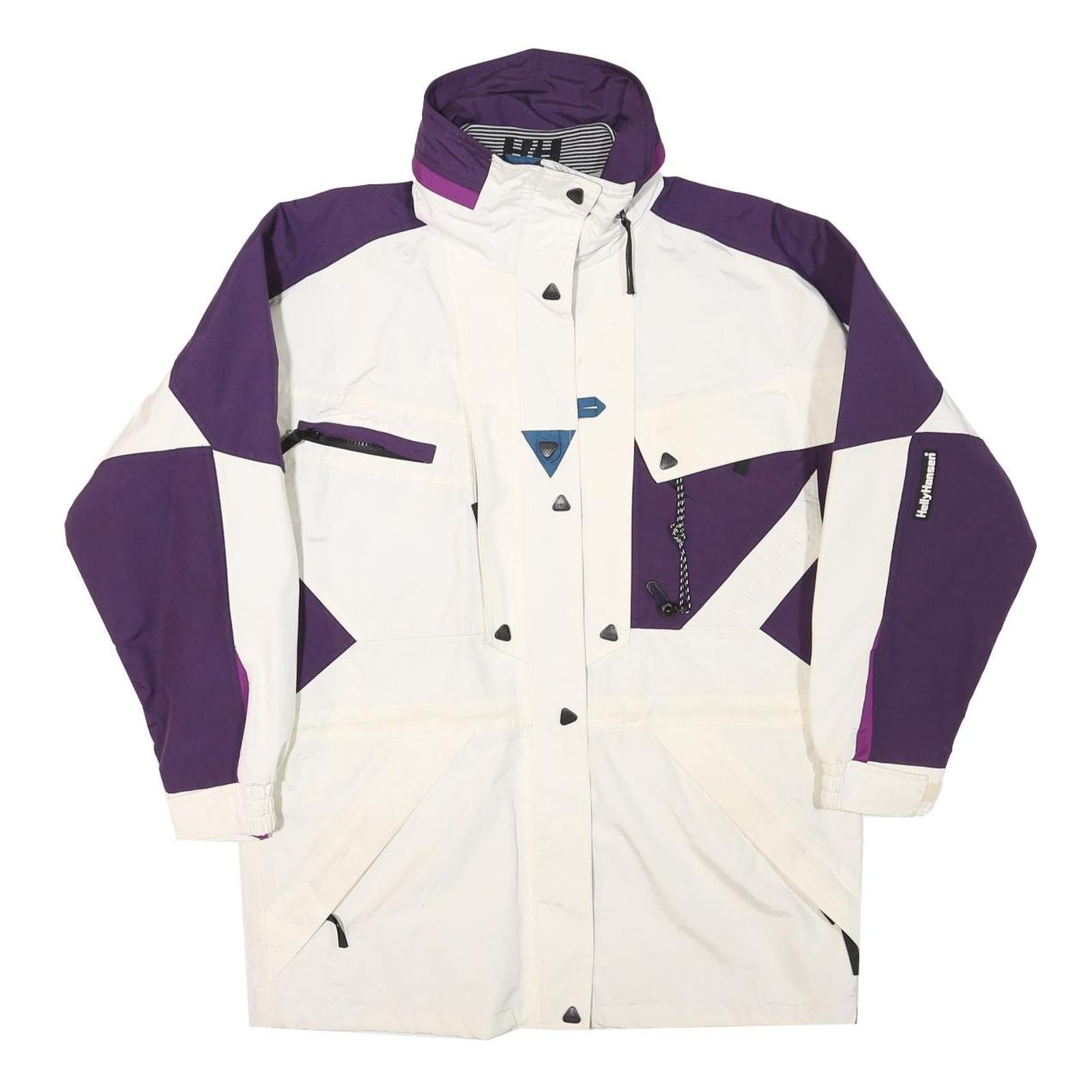HELLY HANSEN Womens Purple & White Outdoor Jacket S Polyester Blend Zip Pocket Refurbished - N/A refurbished available on Cerqular