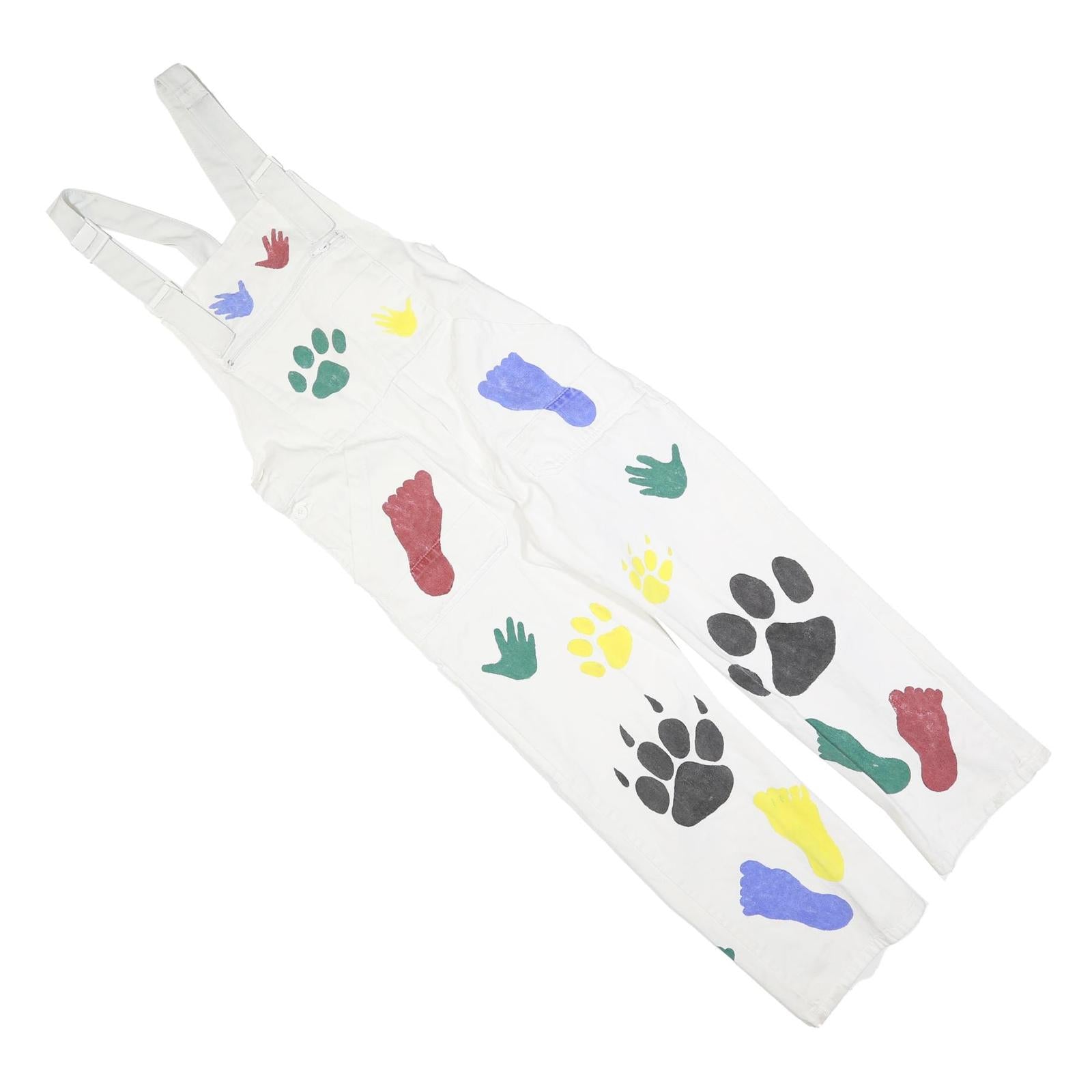 Womens White Cotton Blend Dungarees Loose Fit Plain S W30 L27 Printed Hand Paw Refurbished - N/A refurbished available on Cerqular