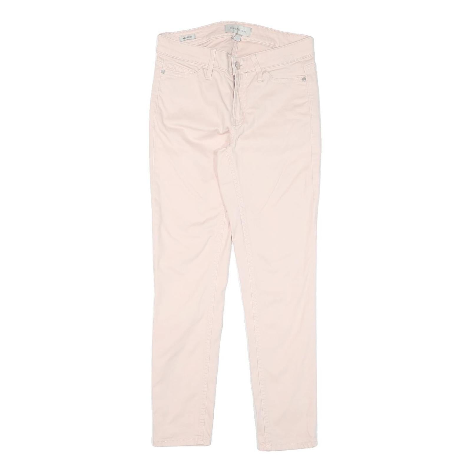 CALVIN KLEIN JEANS Womens Cotton Cream Slim Skinny Trousers W28 L27 Stylish Refurbished - N/A refurbished available on Cerqular