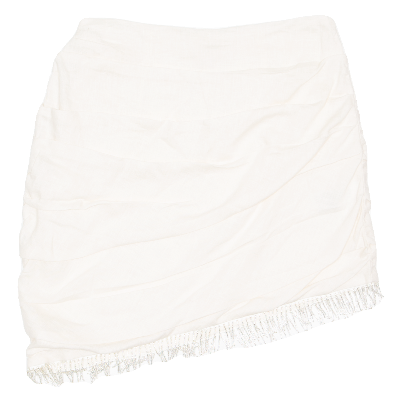 H&M Ruched Beaded Womens Mini Skirt Cream Short Linen XS Refurbished - N/A refurbished available on Cerqular