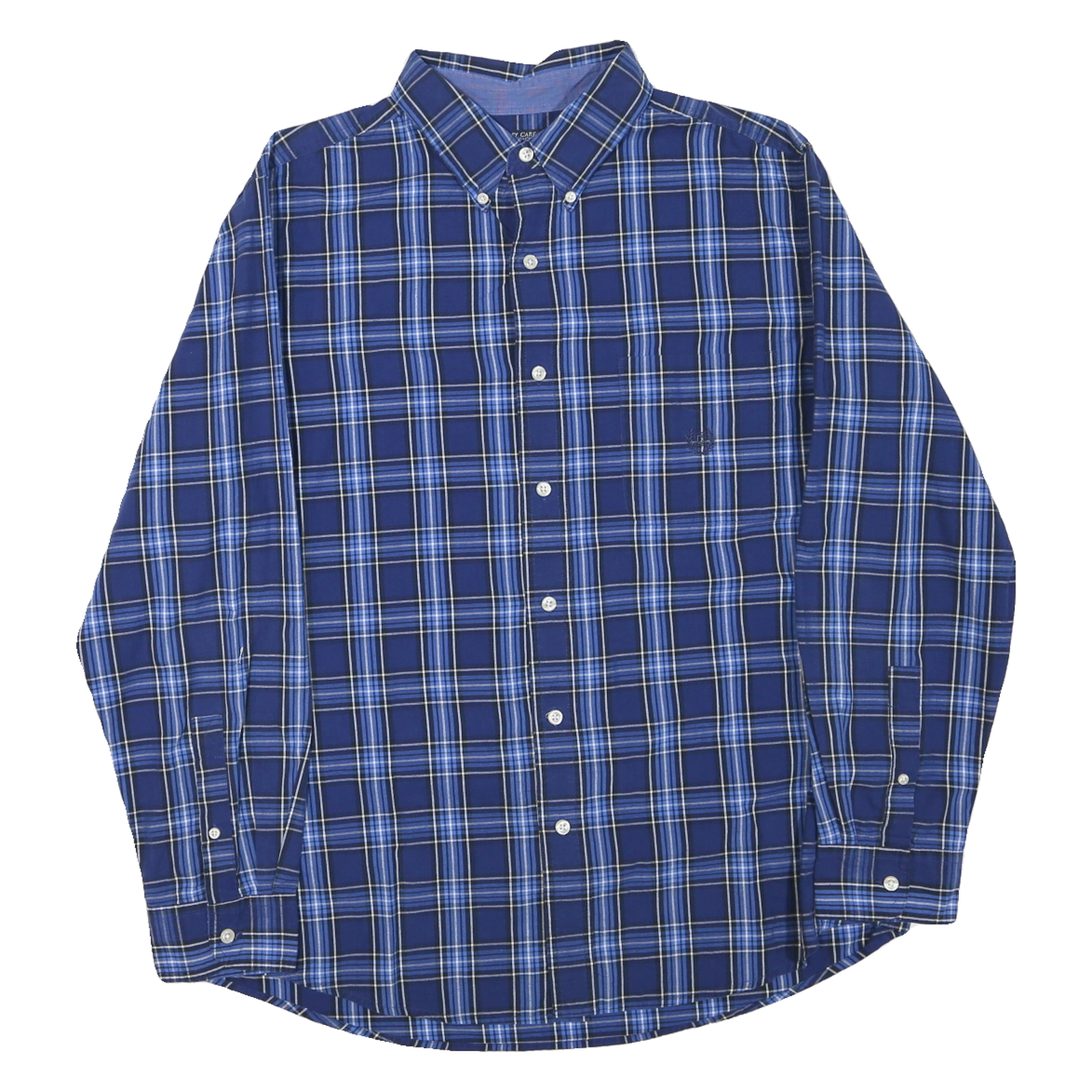 CHAPS Mens Blue Plaid Shirt L Button Down Cotton Blend Casual Classic Refurbished - N/A refurbished available on Cerqular