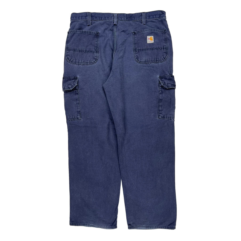 Carhartt Carpenter Trousers - 36W 32L Blue Cotton Blend Refurbished - Thrifted (note: this is a term often used to describe second- refurbished available on Cerqular