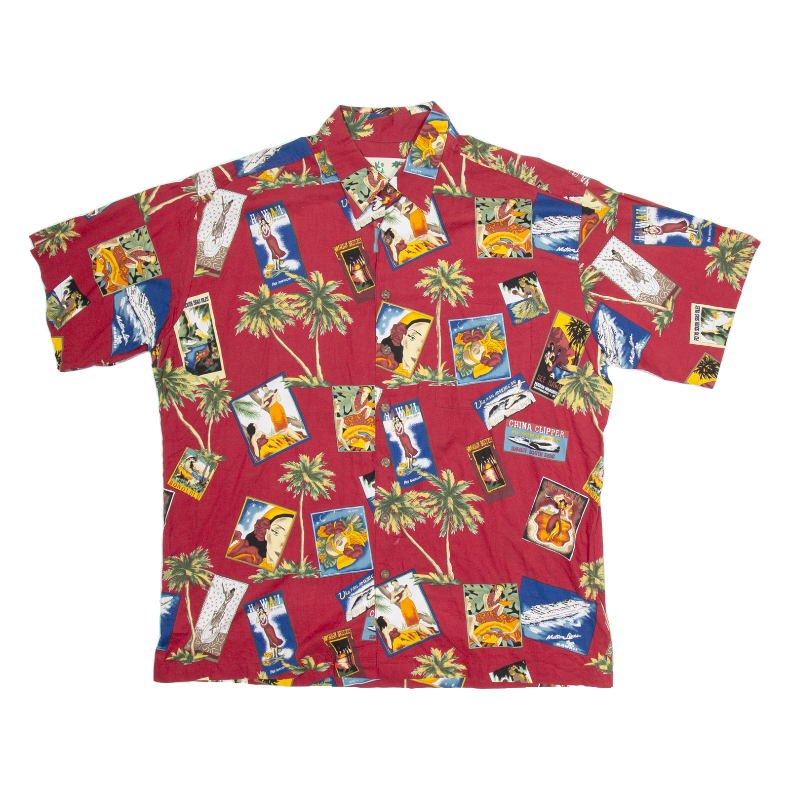 KOKO ISLAND Mens Hawaiian Shirt Red Crazy Pattern 2XL Refurbished - N/A refurbished available on Cerqular