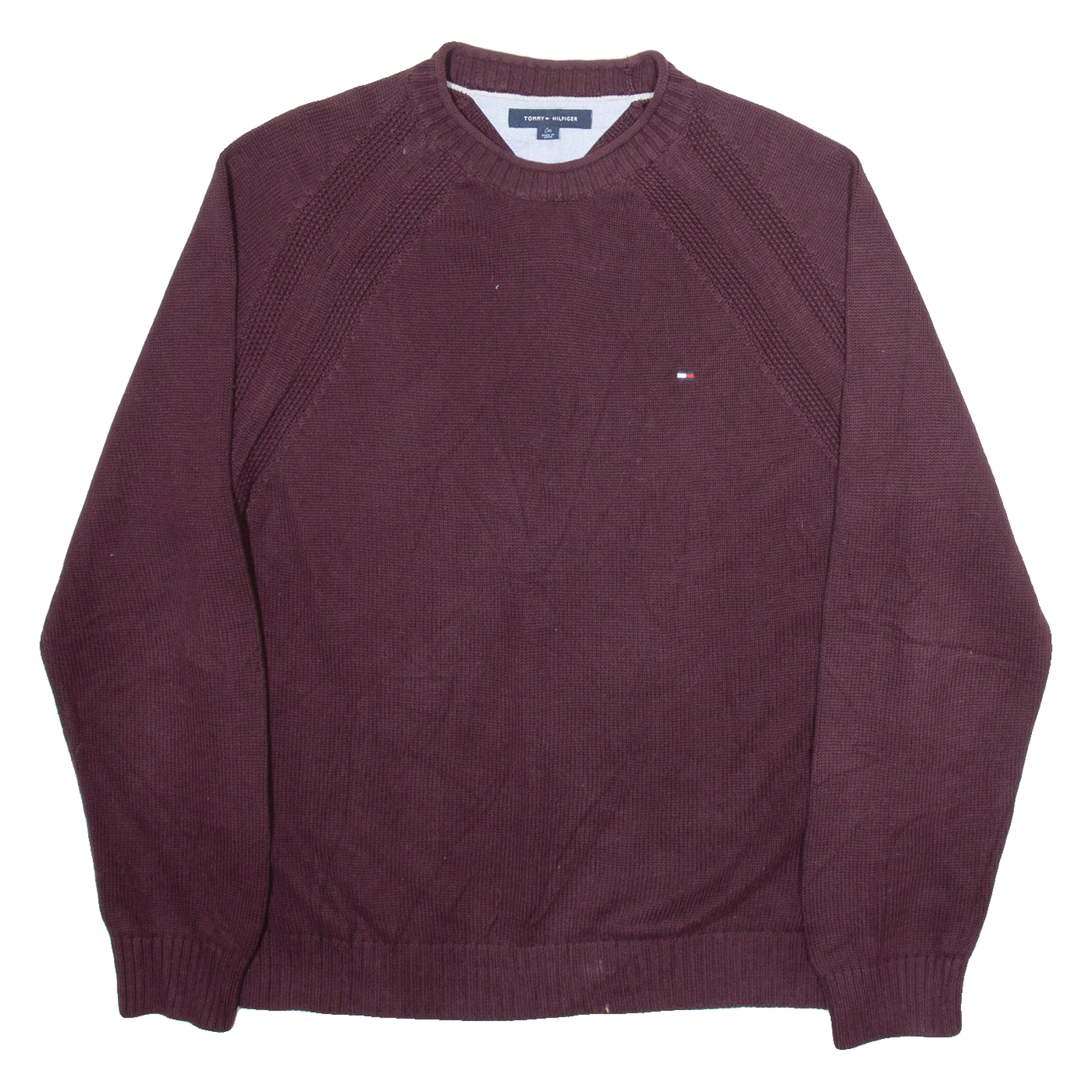 TOMMY HILFIGER Mens Jumper Maroon Tight Knit L Refurbished - N/A refurbished available on Cerqular