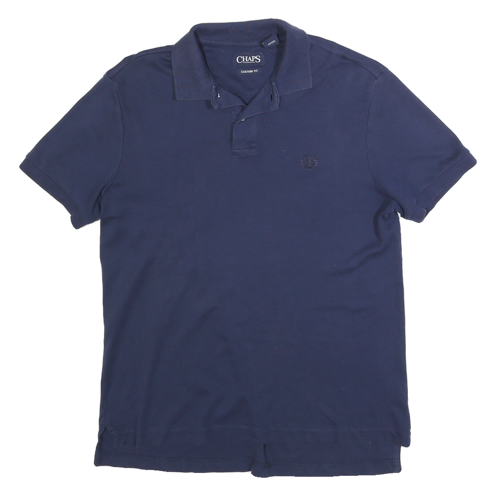 CHAPS Mens Navy Blue Short Sleeve Plain M Cotton Blend Polo Shirt Custom Fit Refurbished - N/A refurbished available on Cerqular