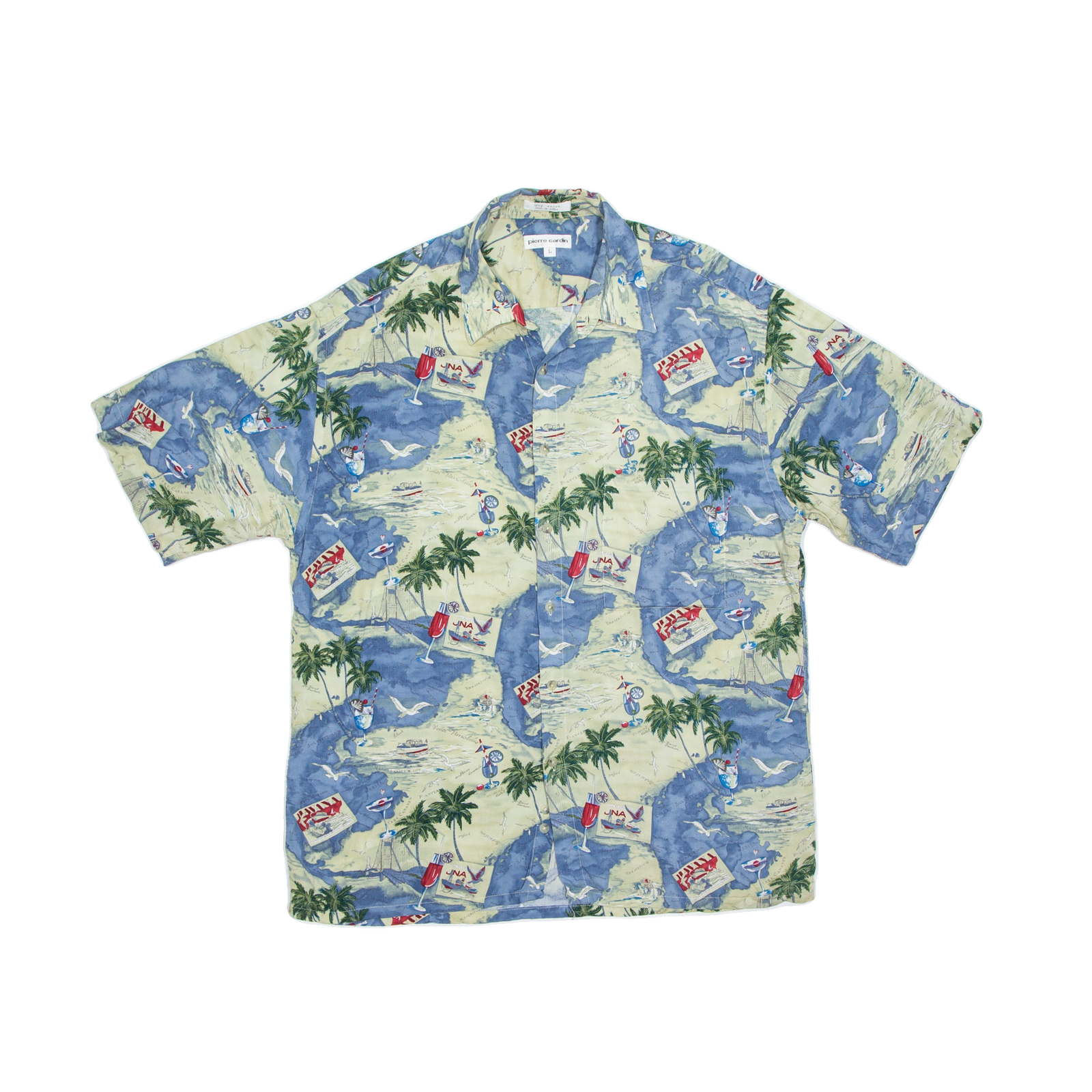 PIERRE CARDIN Mens Shirt Blue Crazy Pattern L Refurbished - N/A refurbished available on Cerqular