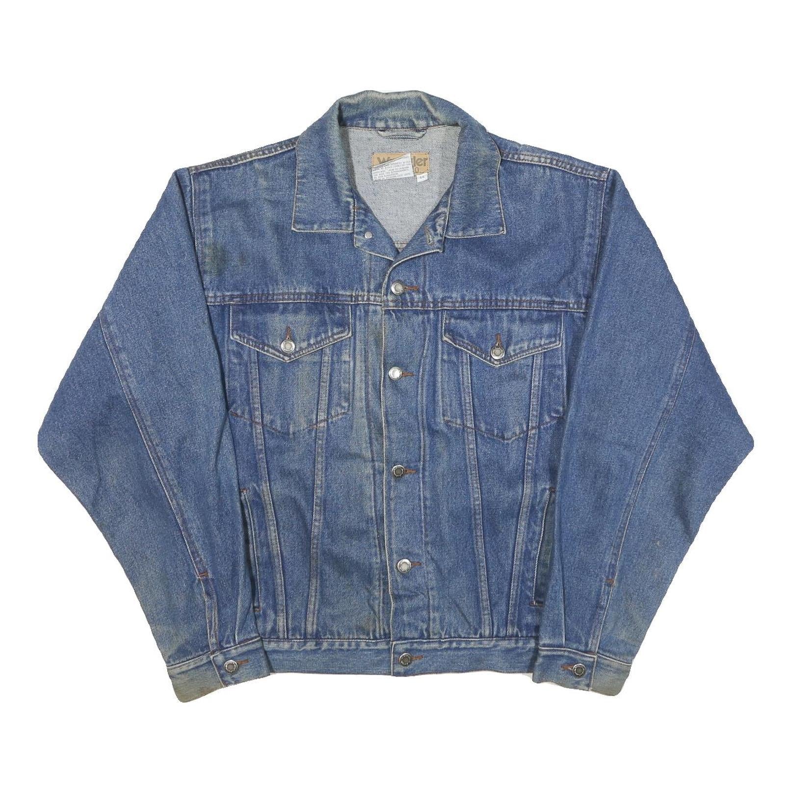 WRANGLER Mens Blue Denim Jacket S Cotton Blend Button Closure Classic Fit Casual Refurbished - N/A refurbished available on Cerqular