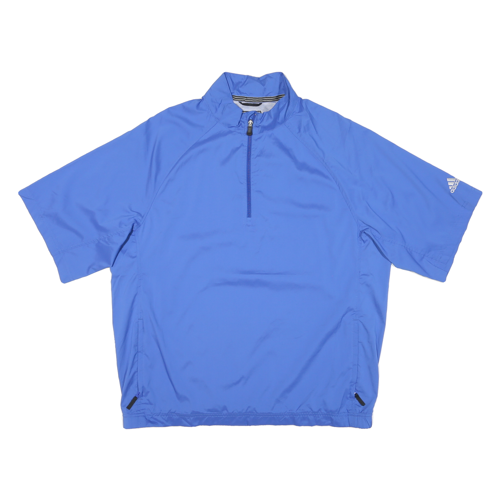 ADIDAS Mens Blue Nylon Track Jacket L Short Sleeve Polo Style Zip Athletic Refurbished - N/A refurbished available on Cerqular