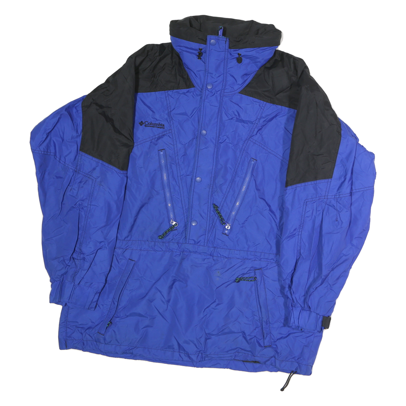 COLUMBIA Mens Blue & Black Outdoor Jacket L Polyester Zip Plain Lightweight Refurbished - N/A refurbished available on Cerqular