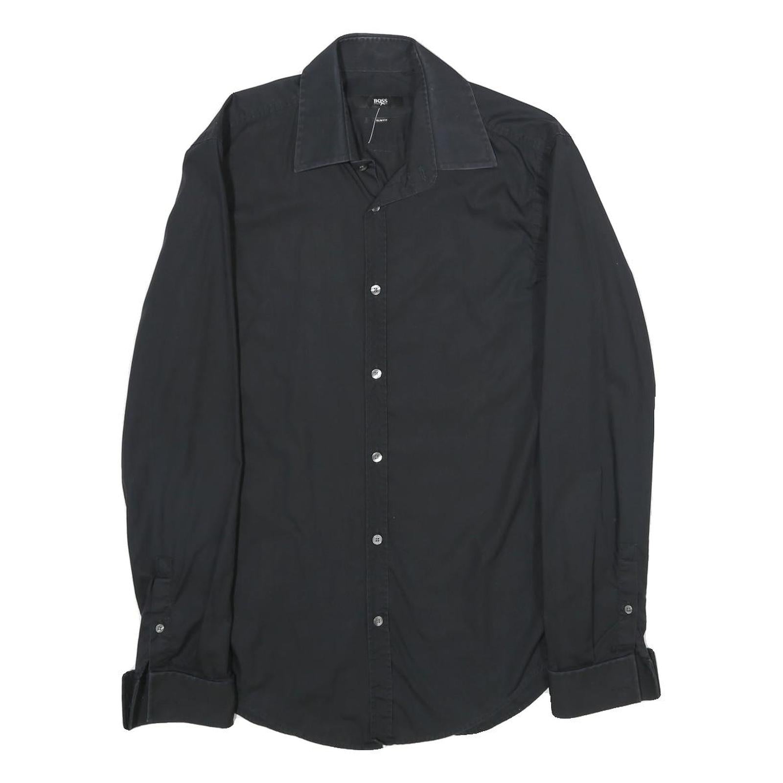 BOSS HUGO BOSS Mens Black Cotton Shirt S Button Collar Long Sleeve Formal Refurbished - N/A refurbished available on Cerqular