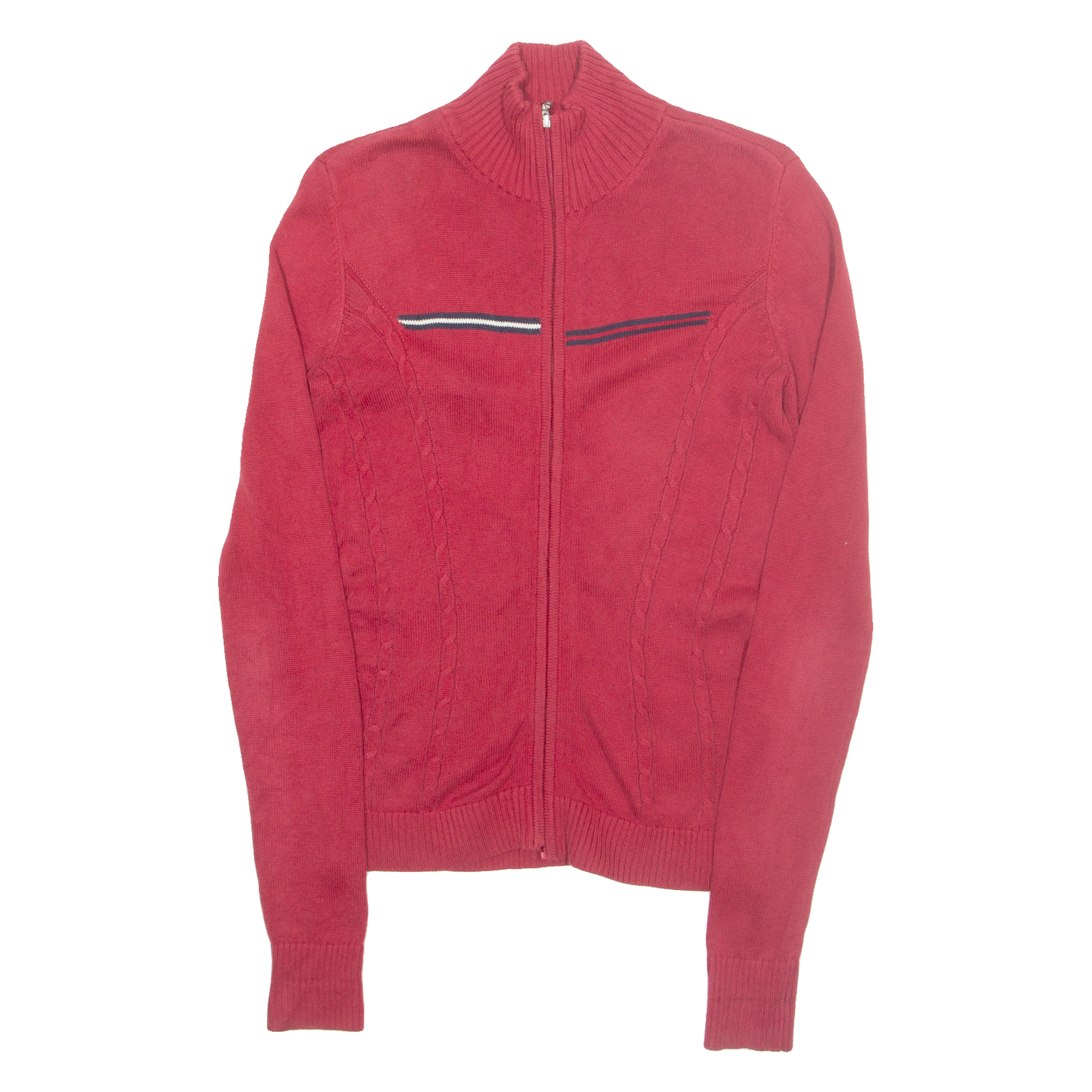 TOMMY HILFIGER Mens Cardigan Red High Neck Tight Knit XS Refurbished - N/A refurbished available on Cerqular