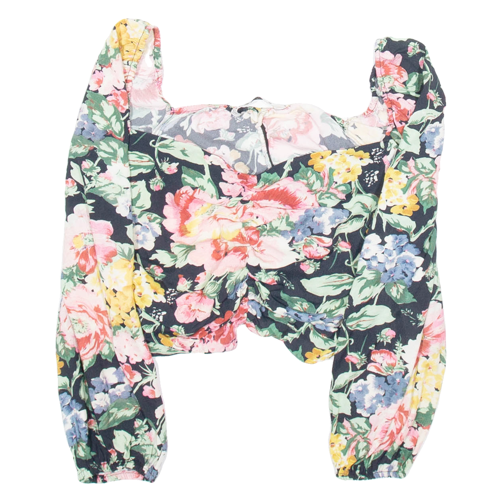 ZARA Womens Printed Blouse Black V-Neck Long Sleeve Floral XS Refurbished - N/A refurbished available on Cerqular