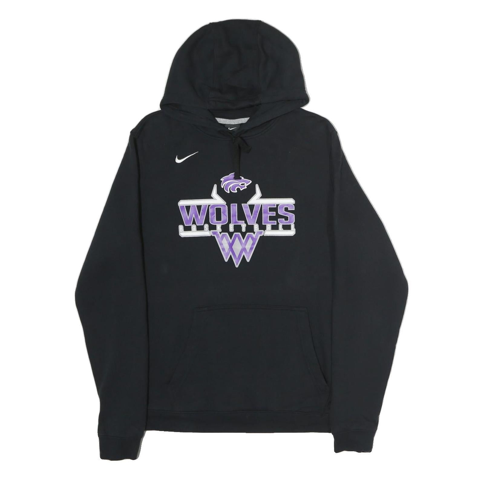 NIKE Mens Black Wolves Basketball Pullover Hoodie L Cotton Sportswear Refurbished - N/A refurbished available on Cerqular
