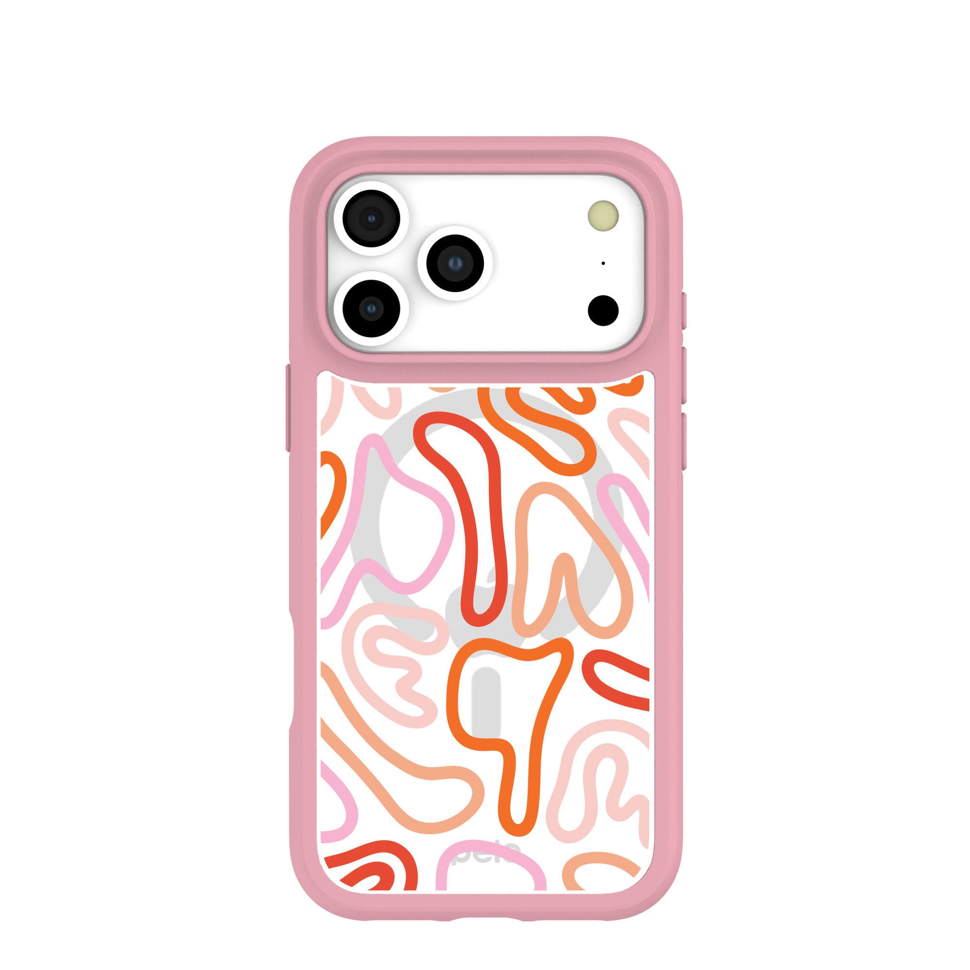 Clear Sweet Doodles iPhone 17 Pro Max Case With Petal Pink Ridge (MagSafe included) Refurbished - Pela Case refurbished available on Cerqular