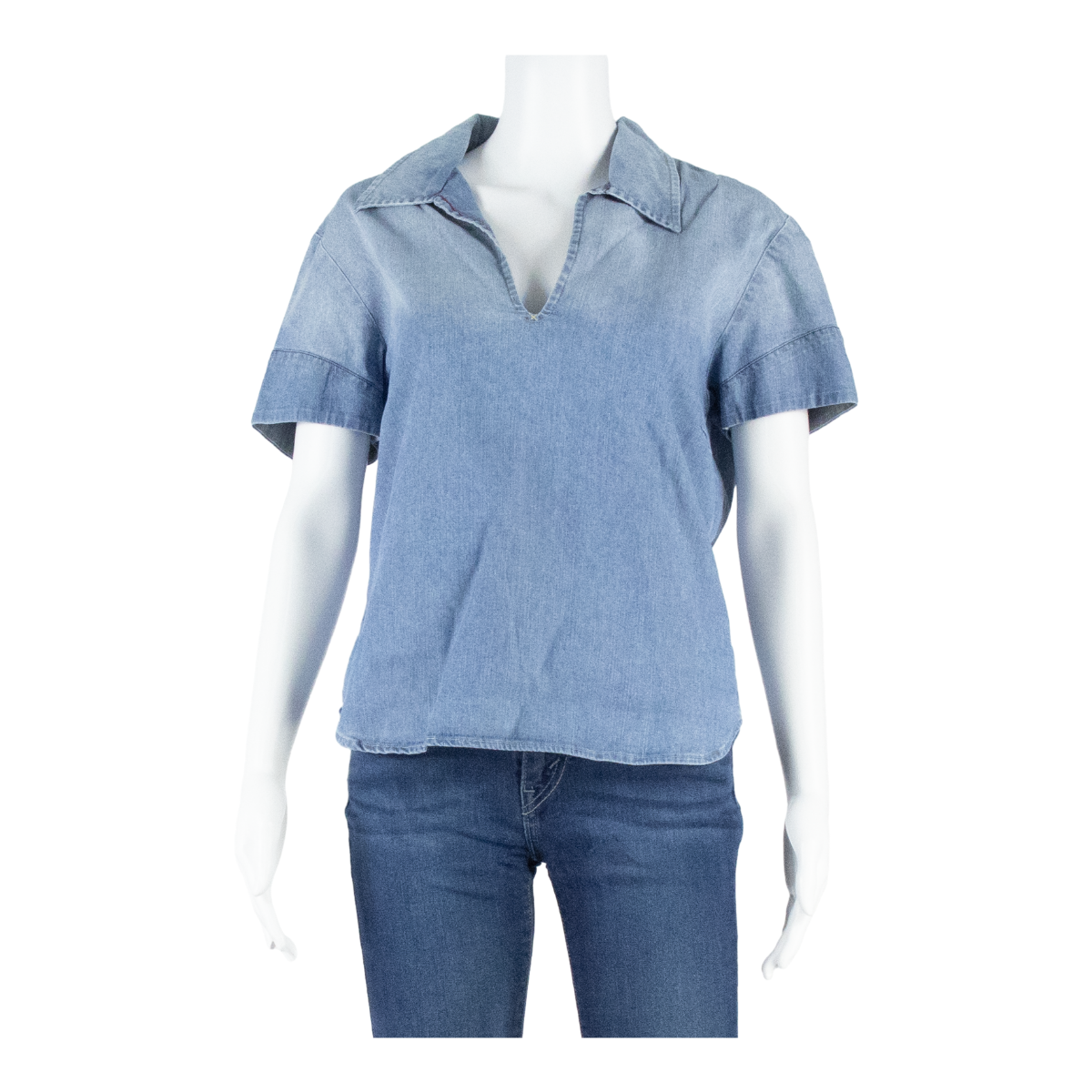 LEE Womens Blouse Blue V-Neck XL Refurbished - N/A refurbished available on Cerqular