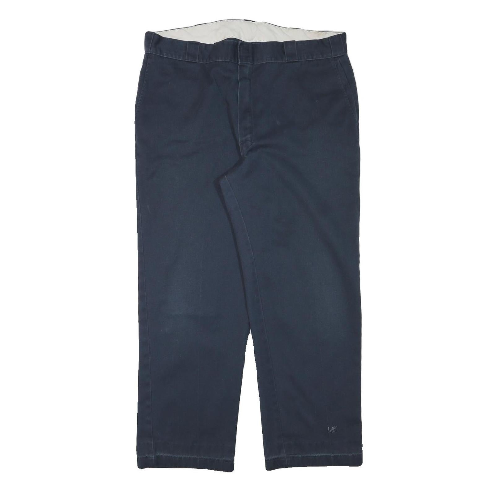 DICKIES Mens Cotton Blend Navy Regular Fit Straight Leg Trousers W38 L28 Refurbished - N/A refurbished available on Cerqular