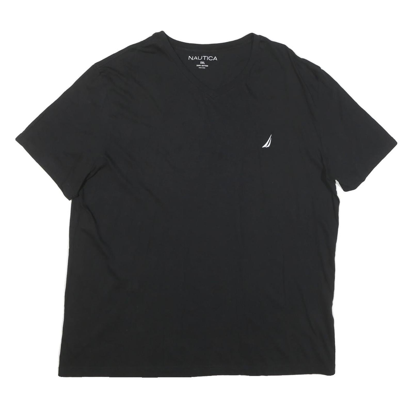 NAUTICA Mens Black V-Neck Cotton Blend T-Shirt 2XL Short Sleeve Classic Fit Refurbished - N/A refurbished available on Cerqular