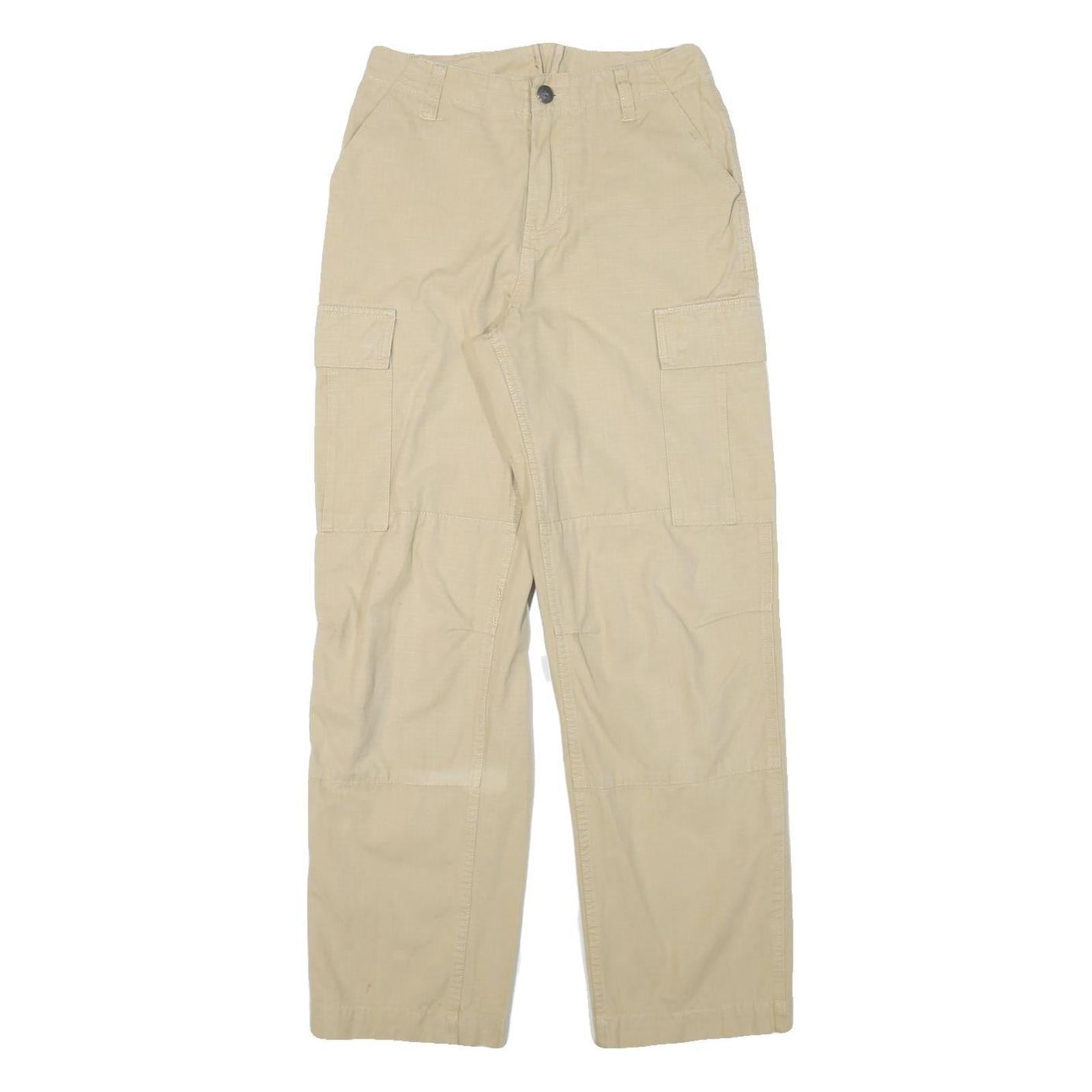 Beige Womens Regular Fit Cargo Trousers W26 L29 Cotton Blend Zip Closure Refurbished - N/A refurbished available on Cerqular