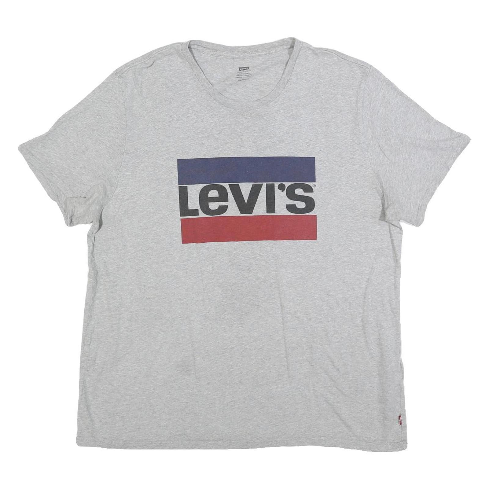 LEVI'S Womens Grey Cotton Blend Graphic T-Shirt 2XL Short Sleeve Crew Neck Logo Refurbished - N/A refurbished available on Cerqular