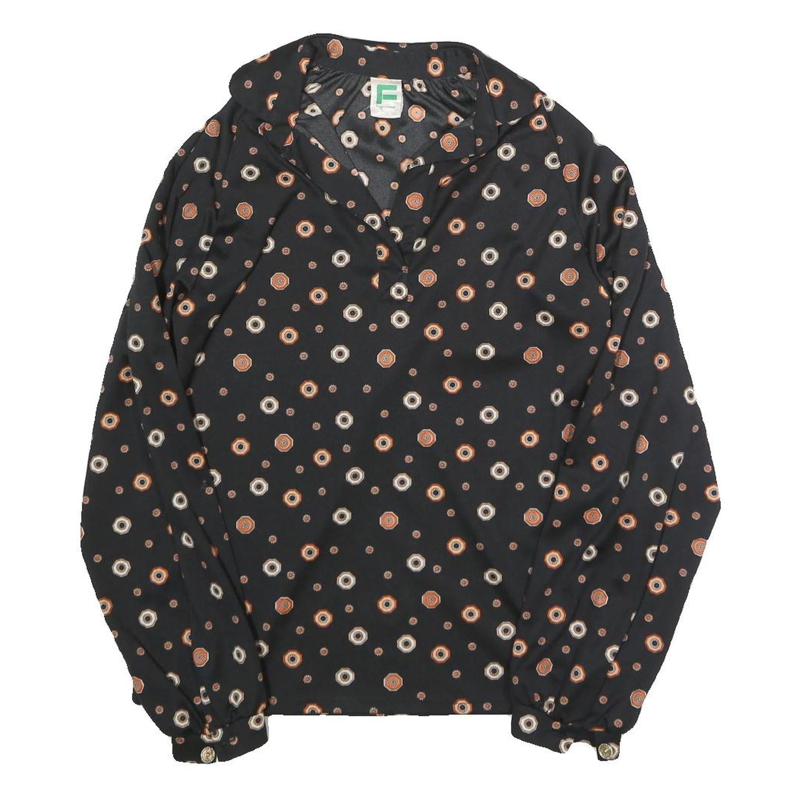 FRANKENWALDER Womens Black Printed Basic Long Sleeve Collared Top S Cotton Blend Refurbished - N/A refurbished available on Cerqular