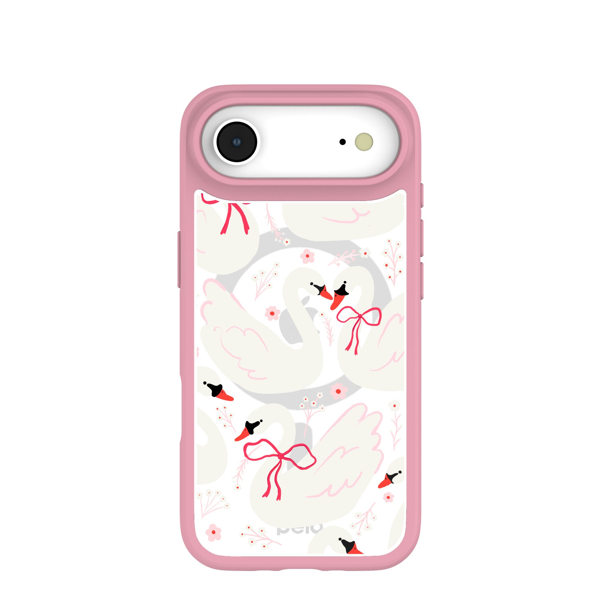 Clear Swan Garden iPhone Air Case With Petal Pink Ridge (MagSafe included) Refurbished - Pela Case refurbished available on Cerqular
