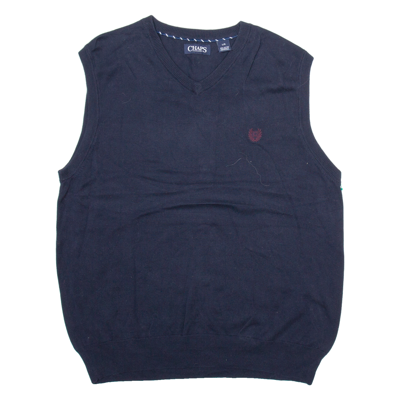 CHAPS Mens Vest Blue V-Neck Tight Knit Sleeveless L Refurbished - N/A refurbished available on Cerqular