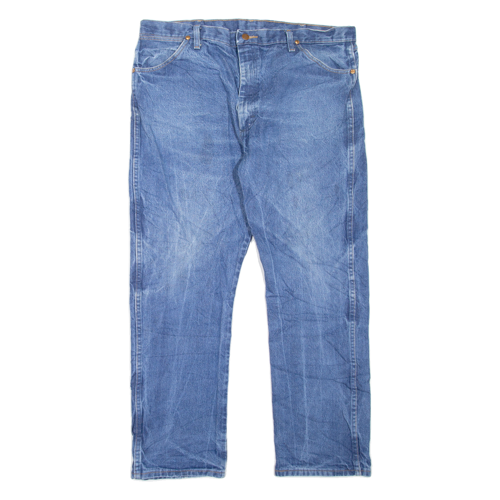 WRANGLER Mens Jeans Blue Regular Straight Stone Wash W40 L30 Refurbished - N/A refurbished available on Cerqular