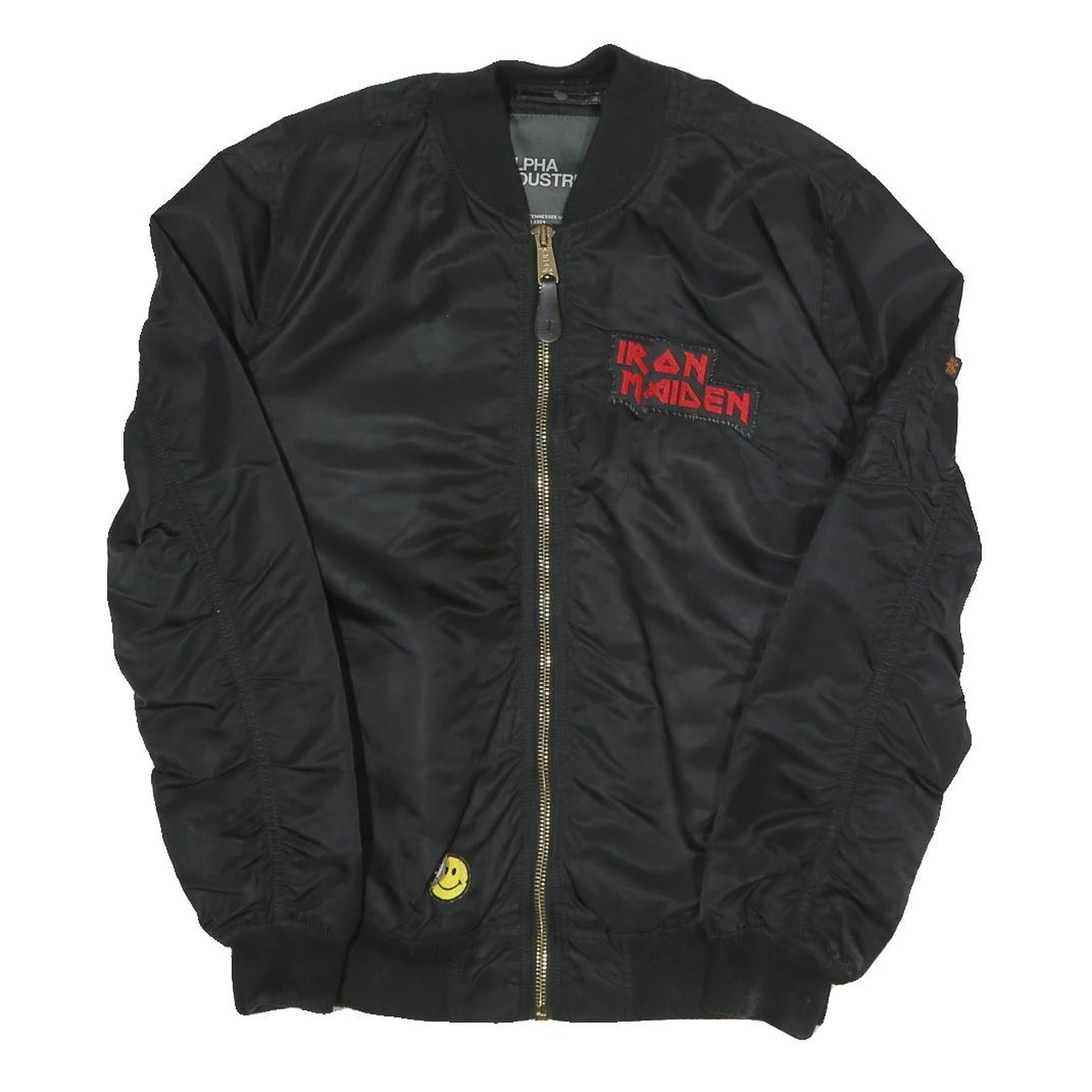 ALPHA INDUSTRIES Mens Black Bomber Jacket L Polyester Blend Woven Plain Zip Refurbished - N/A refurbished available on Cerqular