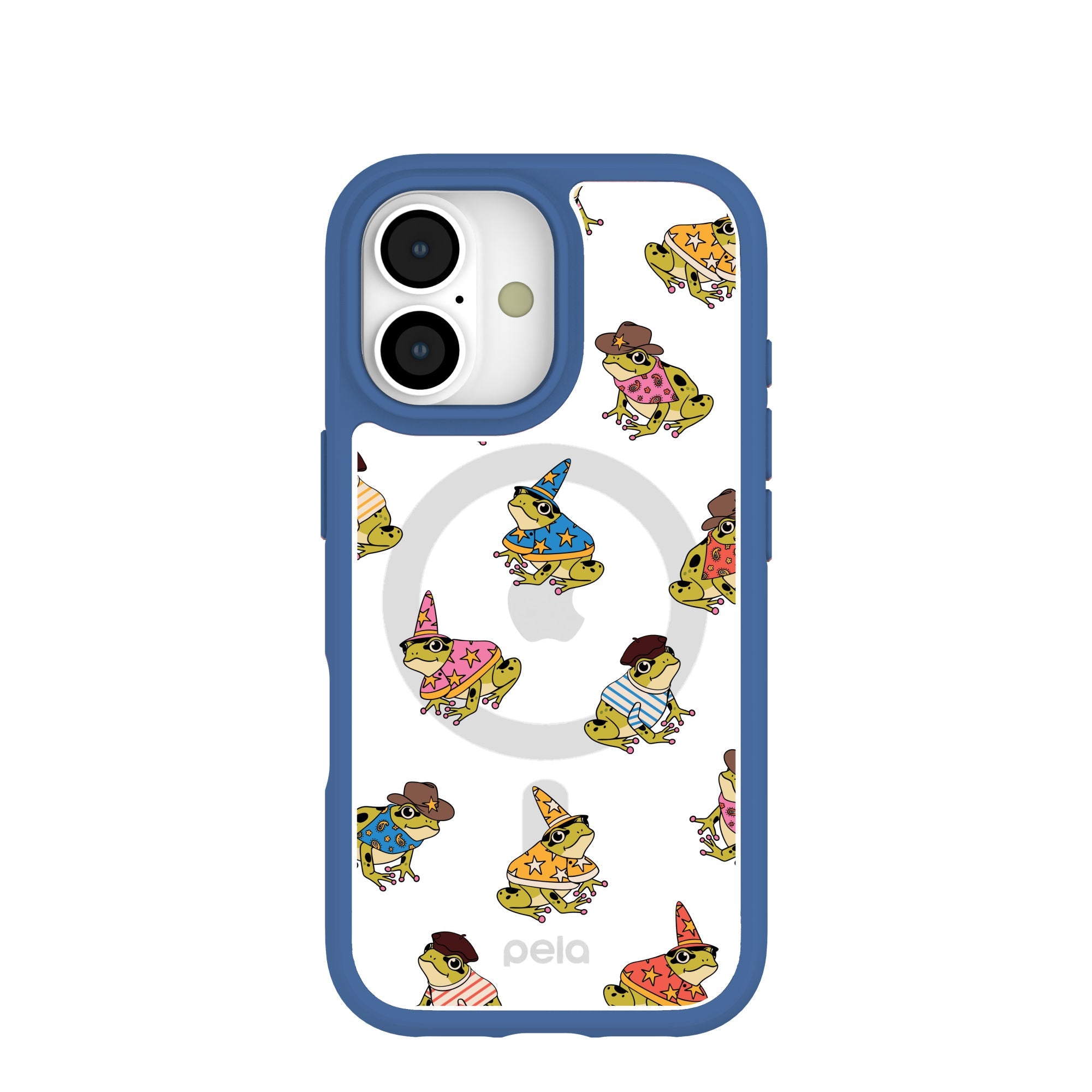 Clear Fancy Frogs iPhone 17 Case With True Blue Ridge (MagSafe included) Refurbished - Pela Case refurbished available on Cerqular