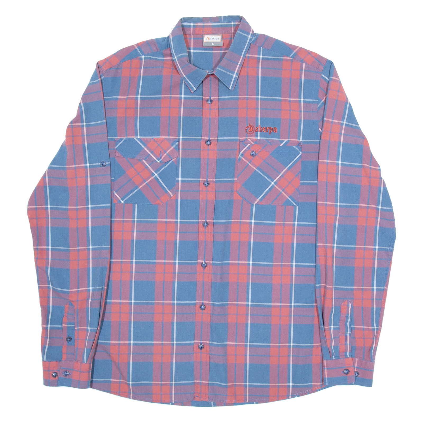SHERPA Mens Shirt Blue Check Long Sleeve L Refurbished - N/A refurbished available on Cerqular