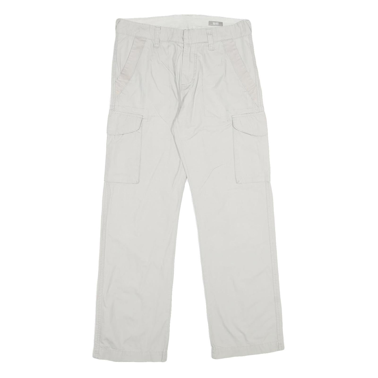 WE Mens Regular Fit Beige Cotton Trousers Cargo W32 L32 Zip Closure Casual Refurbished - N/A refurbished available on Cerqular