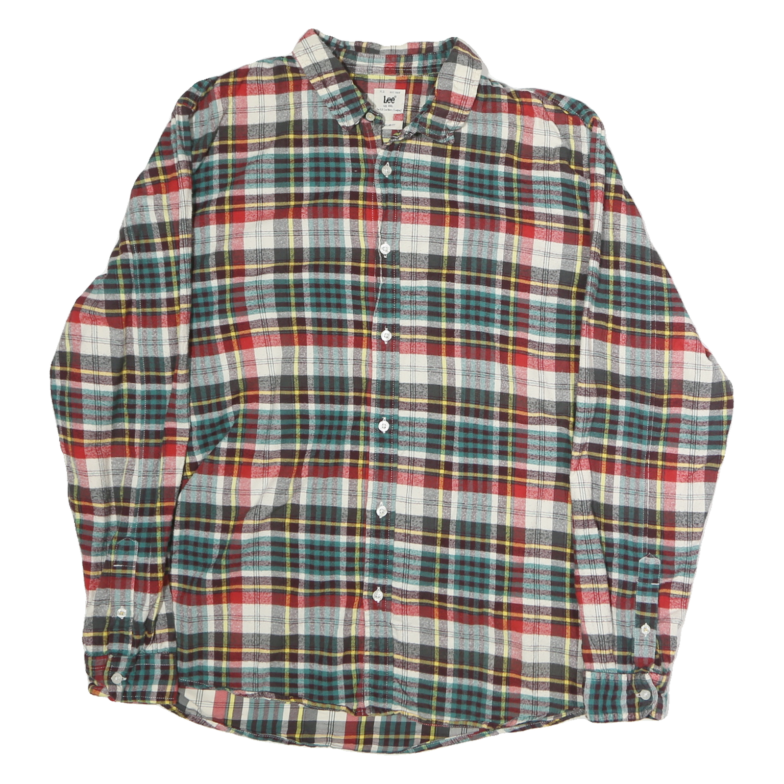 LEE Mens Red Blue White Plaid Cotton Shirt 2XL Casual Vintage Style Refurbished - N/A refurbished available on Cerqular